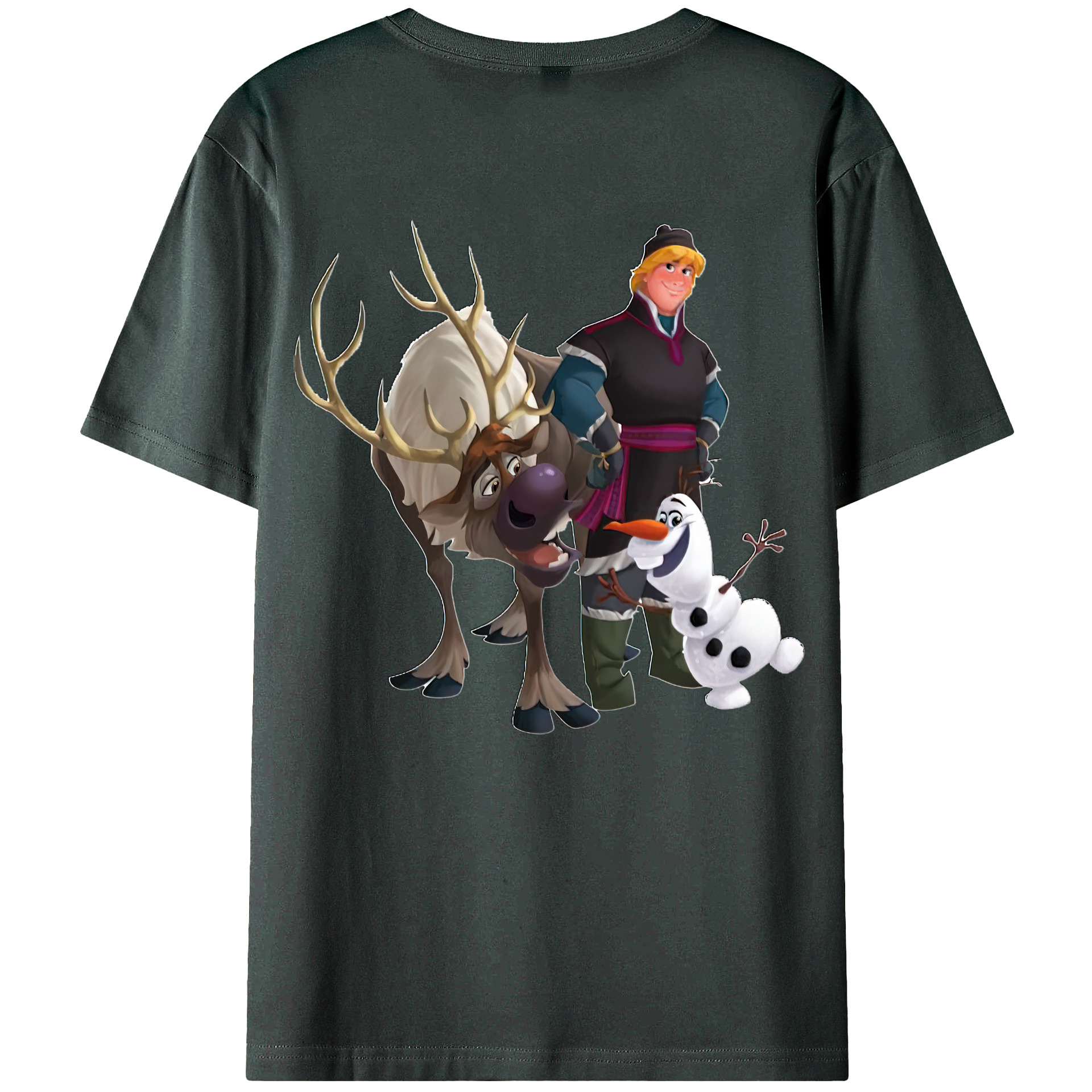 （画像用） アナと雪の女王 アンナ エルサ Frozen Anna Elsa 綿100％ メンズ半袖Tシャツ（バックプリント） 通気性